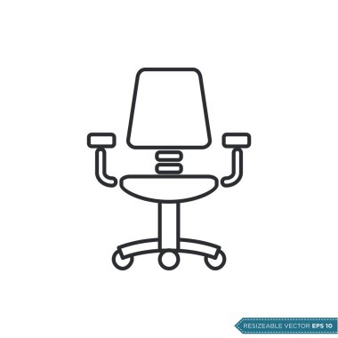 Ofis Sandalyesi Simge Vektör Şablonu Düz Çizim Tasarımı EPS 10