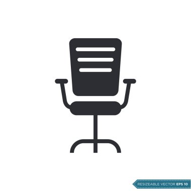 Ofis Sandalyesi Simge Vektör Şablonu Düz Çizim Tasarımı EPS 10