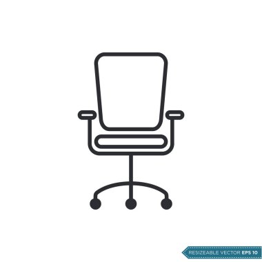 Ofis Sandalyesi Simge Vektör Şablonu Düz Çizim Tasarımı EPS 10