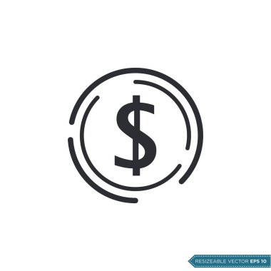 Amerikan Doları Simge Vektör Şablonu Düz Tasarım EPS 10