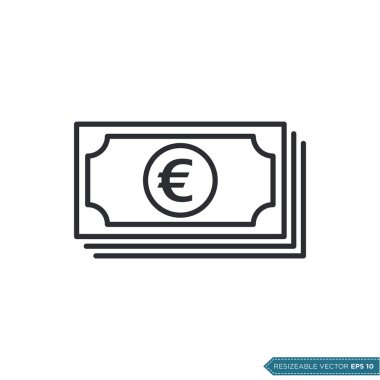 Euro Money Icon Vektör Şablonu Düz Çizim Tasarımı EPS 10