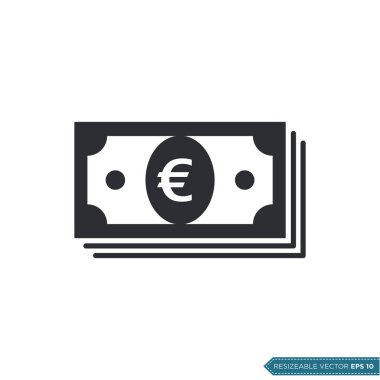 Euro Money Icon Vektör Şablonu Düz Çizim Tasarımı EPS 10