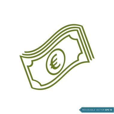 Euro Money Icon Vektör Şablonu Düz Çizim Tasarımı EPS 10