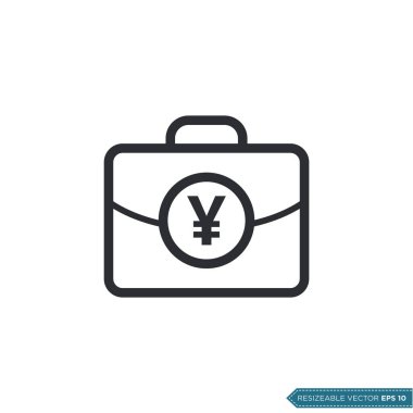 Yen Para Torbası Simge Vektörü. Çanta Para İşareti Düz Tasarım EPS 10