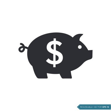 Domuz kumbarası Simge Vektör Şablonu Düz Tasarım EPS 10