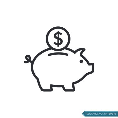 Domuz kumbarası Simge Vektör Şablonu Düz Tasarım EPS 10