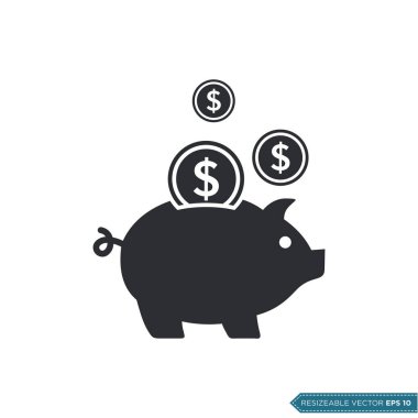 Domuz kumbarası Simge Vektör Şablonu Düz Tasarım EPS 10