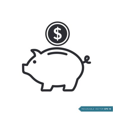 Domuz kumbarası Simge Vektör Şablonu Düz Tasarım EPS 10