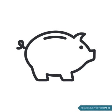 Domuz kumbarası Simge Vektör Şablonu Düz Tasarım EPS 10