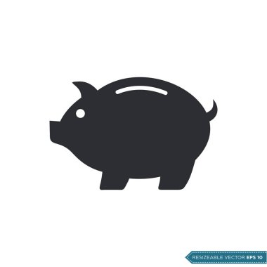 Domuz kumbarası Simge Vektör Şablonu Düz Tasarım EPS 10