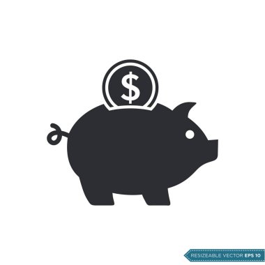 Domuz kumbarası Simge Vektör Şablonu Düz Tasarım EPS 10