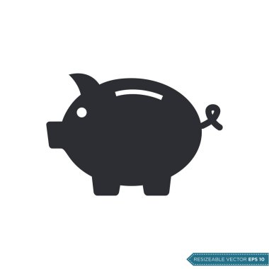 Domuz kumbarası Simge Vektör Şablonu Düz Tasarım EPS 10