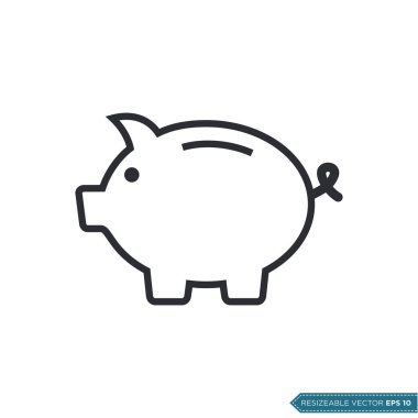 Domuz kumbarası Simge Vektör Şablonu Düz Tasarım EPS 10