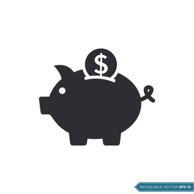 Domuz kumbarası Simge Vektör Şablonu Düz Tasarım EPS 10