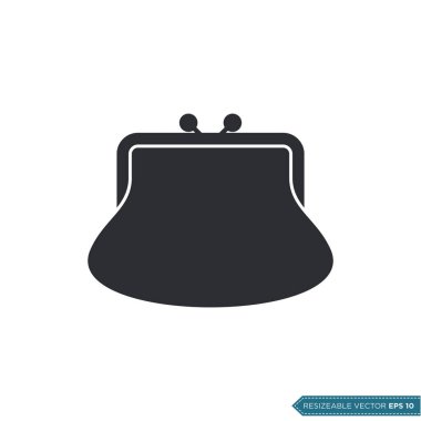 Kadın Cüzdanı Simge Vektör Şablonu Düz Tasarım EPS 10