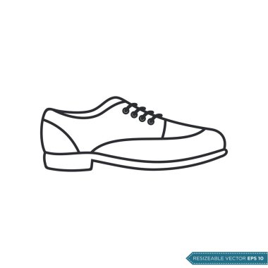 Deri Ayakkabı Simgesi Şablonu Düz Çizim Tasarımı EPS 10
