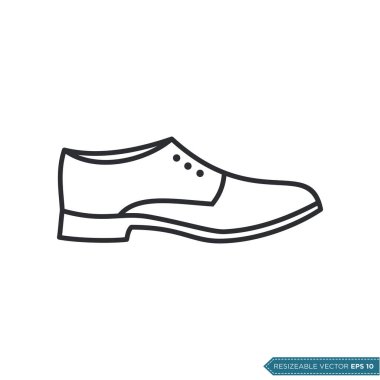 Deri Ayakkabı Simgesi Şablonu Düz Çizim Tasarımı EPS 10