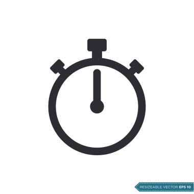 Stopwatch Simge Vektör Şablonu Düz Çizim Tasarımı EPS 10
