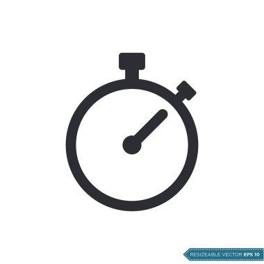Stopwatch Simge Vektör Şablonu Düz Çizim Tasarımı EPS 10