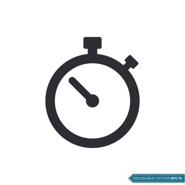 Stopwatch Simge Vektör Şablonu Düz Çizim Tasarımı EPS 10