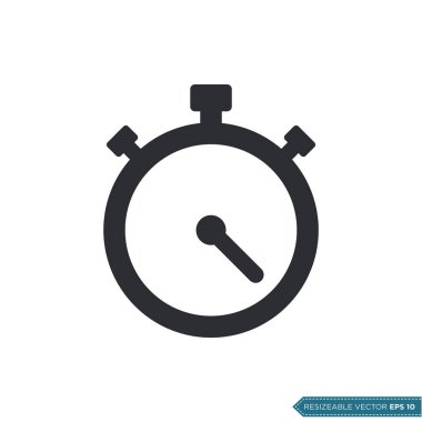 Stopwatch Simge Vektör Şablonu Düz Çizim Tasarımı EPS 10