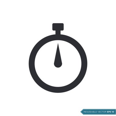 Stopwatch Simge Vektör Şablonu Düz Çizim Tasarımı EPS 10