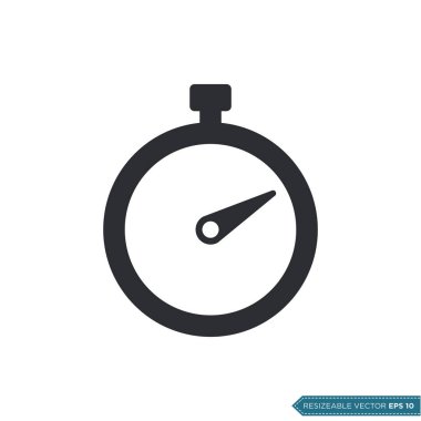 Stopwatch Simge Vektör Şablonu Düz Çizim Tasarımı EPS 10
