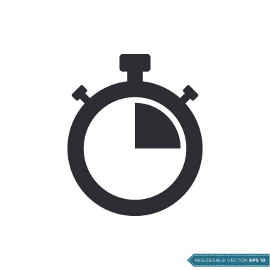 Stopwatch Simge Vektör Şablonu Düz Çizim Tasarımı EPS 10