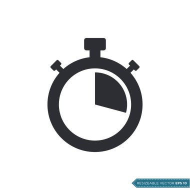 Stopwatch Simge Vektör Şablonu Düz Çizim Tasarımı EPS 10