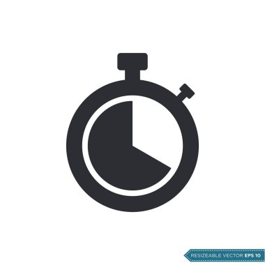 Stopwatch Simge Vektör Şablonu Düz Çizim Tasarımı EPS 10