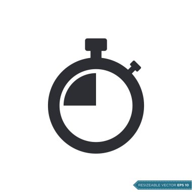 Stopwatch Simge Vektör Şablonu Düz Çizim Tasarımı EPS 10