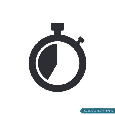 Stopwatch Simge Vektör Şablonu Düz Çizim Tasarımı EPS 10
