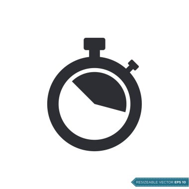 Stopwatch Simge Vektör Şablonu Düz Çizim Tasarımı EPS 10