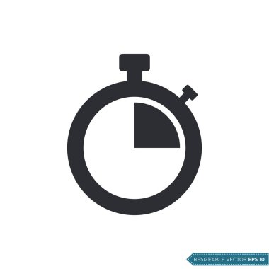 Stopwatch Simge Vektör Şablonu Düz Çizim Tasarımı EPS 10
