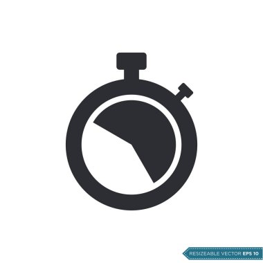 Stopwatch Simge Vektör Şablonu Düz Çizim Tasarımı EPS 10