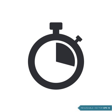Stopwatch Simge Vektör Şablonu Düz Çizim Tasarımı EPS 10