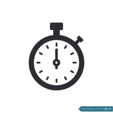 Stopwatch Simge Vektör Şablonu Düz Çizim Tasarımı EPS 10
