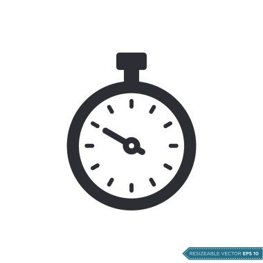 Stopwatch Simge Vektör Şablonu Düz Çizim Tasarımı EPS 10