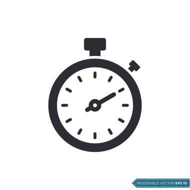 Stopwatch Simge Vektör Şablonu Düz Çizim Tasarımı EPS 10