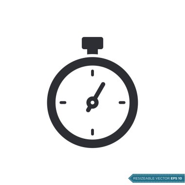 Stopwatch Simge Vektör Şablonu Düz Çizim Tasarımı EPS 10