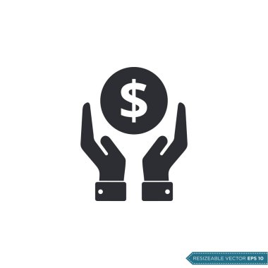 Elle Para Simgesi Vektör Şablonu Al. Dolar İşareti Düz Tasarım EPS 10