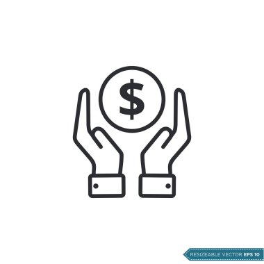 Elle Para Simgesi Vektör Şablonu Al. Dolar İşareti Düz Tasarım EPS 10