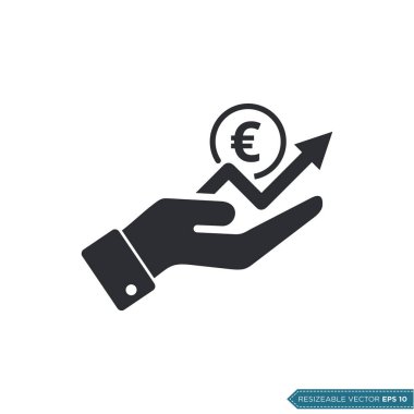 Elle Para Simgesi Vektör Şablonu Al. Euro İşaretli Düz Tasarım EPS 10