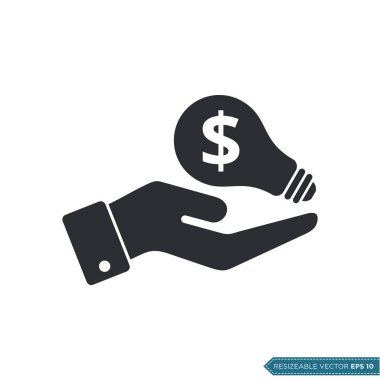 El Para Doları Ampulü Simge Vektör Şablonu Düz Tasarım EPS 10