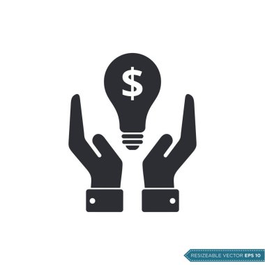 El Para Doları Ampulü Simge Vektör Şablonu Düz Tasarım EPS 10