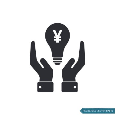 El Para Ampulü Japonya Yen Simge Vektör Şablonu Düz Tasarım EPS 10