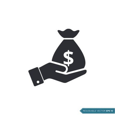 Elle Para Simgesi Vektör Şablonu Al. Dolar İşareti Düz Tasarım EPS 10