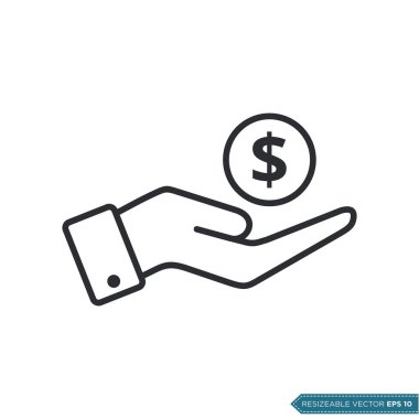 Elle Para Simgesi Vektör Şablonu Al. Dolar İşareti Düz Tasarım EPS 10