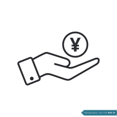 Elle Para Simgesi Vektör Şablonu Al. Yen İşareti Düz Tasarım EPS 10