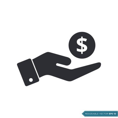 Elle Para Simgesi Vektör Şablonu Al. Dolar İşareti Düz Tasarım EPS 10
